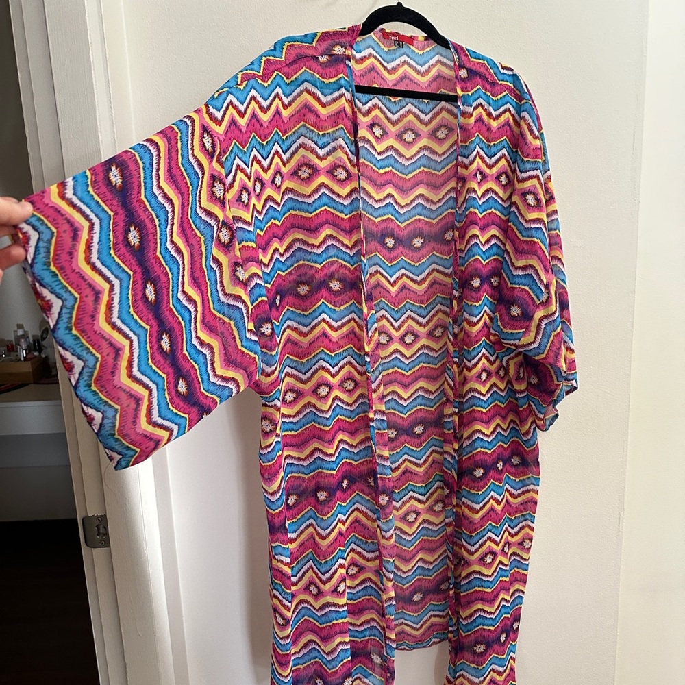 3/50$Colorful Zigzag Pattern Kimono